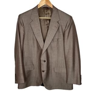 Lanvin Men's 42R Luxury Vintage 100% Wool Blazer 2 Button Sportcoat Jacket Brown